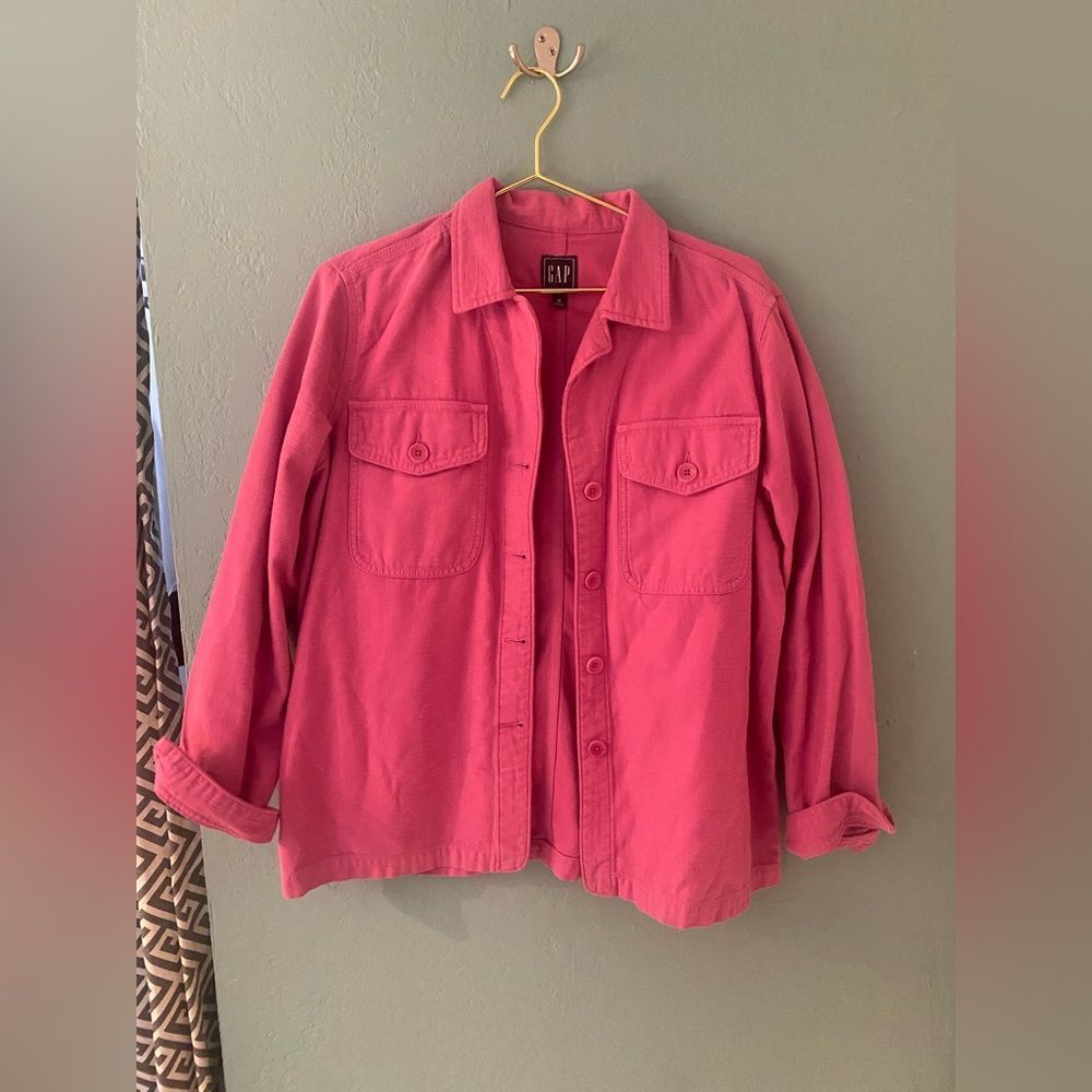 Gap denim jacket, size M. Fuschia.